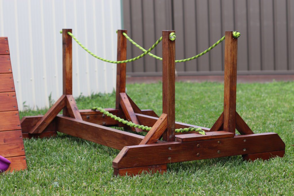 Wooden rope bridge