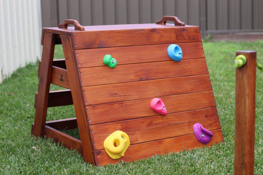 Wooden climbing frame