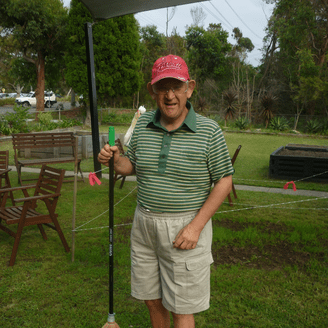 Rodney and his golf course at Garden House before all the garden beds.